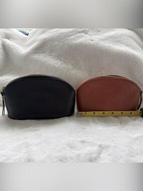 Madewell Leather Cosmetic Pouch Duo in Black and Brown